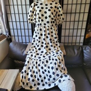 Who What Wear Polka Dot Puff Sleeve Dress